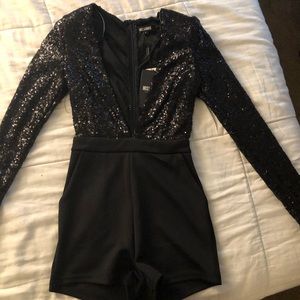 Misguided black sequin romper never worn